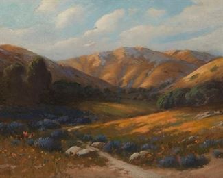 2065
Alexis Podchernikoff
1886-1933
Wildflowers In A Rolling Hills Landscape
Oil on canvas laid to waxed canvas
Signed lower left: A.M. Podchernikoff
20.5" H x 30.25" W
Estimate: $2,000 - $4,000