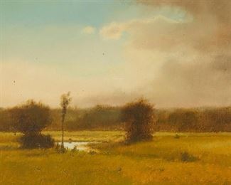 2069
Michael Coleman
b. 1946
Marsh Landscape
Oil on panel
Signed lower right: Michael Coleman
11.5" H x 15" W
Estimate: $1,500 - $2,500