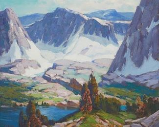 2094
Lou C. Hanks
20th Century
"Long Lake, High Sierras"
Oil on canvas
Signed lower left: Lou C. Hanks; signed again and titled verso
25.25" H x 30" W
Estimate: $2,000 - $3,000
