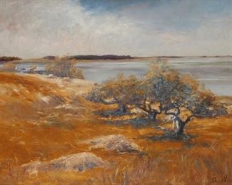 2099
Theodore Wendel
1859-1932
"Haying Season"
Oil on canvas laid to canvas
Signed lower right: Th. Wendel; titled on a gallery label affixed verso
22" H x 30" W
Estimate: $3,000 - $5,000