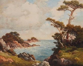 2103
Robert Wood
1889-1979
Monterey Bay Landscape
Oil on canvas
Signed lower left: Robt. Wood
28" H x 36" W
Estimate: $4,000 - $6,000