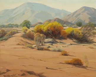 2108
Sam Hyde Harris
1889-1977
"Desert Passage"
Oil on canvas
Signed lower left: Sam Hyde Harris; signed again, titled and numbered on the stretcher: 570
24" H x 30" W
Estimate: $3,000 - $5,000
