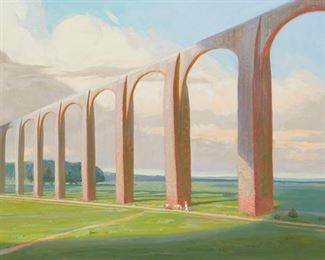 2121
Edmund DeLavy
1916-1989
Figure Walking With Pack Mules Along An Aqueduct
Oil on canvas
Signed lower right: Edmund DeLavy
21" H x 34" W
Estimate: $2,500 - $3,500