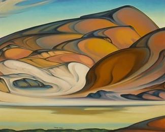 2122
Tarmo Pasto
1906-1986
Abstract Mountain Landscape
Oil on canvas
Signed lower center: Tarmo Pasto
36" H x 68" W
Estimate: $2,500 - $3,500
