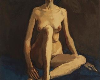 2123
Moses
Soyer
1899-1974
"Seated Nude," 1954
Oil on canvas laid to canvas
Signed lower right: M Soyer; titled and dated on the labels affixed to the verso of the frame and stretcher
18" H x 14" W
Estimate: $1,000 - $1,500