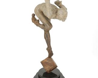 2126
Richard MacDonald
b. 1946
"Blind Faith, Atelier"
Patinated bronze
Edition: 310/950
Initialed and numbered in the casting: RM
17" H x 6" W x 9.5" D; with base: 20" H x 6" W x 9.5" D
Estimate: $1,000 - $2,000