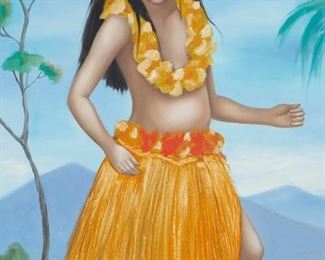 2127
Margaret Keane
1927-2022
"Dancer Of The Islands," 1965
Oil on canvas
Signed and dated lower left: Margaret Keane and with the ©; signed and dated again verso; titled by repute
36" H x 24" W
Estimate: $5,000 - $7,000