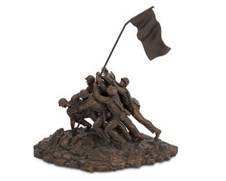 2130
Felix De Weldon
1907-2003
USMC Memorial (Iwo Jima Memorial), 1990
Patinated metal
Signed and dated in the casting: Felix de Weldon / © 90 FM
13.25" H x 10.5" W x 5" D
Estimate: $2,000 - $3,000