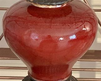 Burgundy Jar with Top for Decor