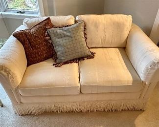White on White Love Seat matching the Sofa in Living room