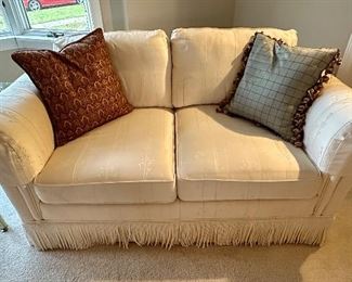 White on White Love Seat matching the Sofa in Living room