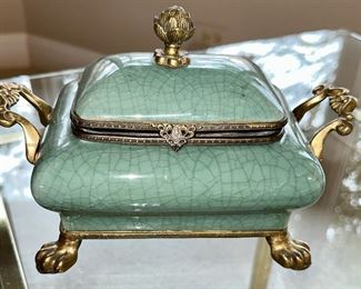 Ceramic and Brass Box with Crazing and Lid by Serried Ltd.