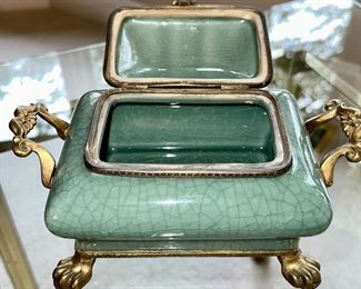 Ceramic and Brass Box with Crazing and Lid by Serried Ltd.