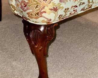 Floral Print Wingback Chair with Chippendale Legs