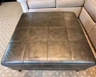 Ethan Allen Leather Upholstered Ottoman 37" Square