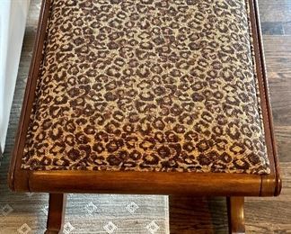 Pair of Curule Benches upholstered in Leopard Fabric