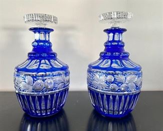 blue cut glass decanter