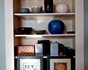 Examples of Rummel Pottery ~ Vintage Radio Shack Speakers ~ Framed Art