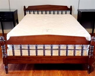 Full Size Jenny Lind Style Spool Bed with Sealy Mattress & Box Spring ~ Pair of Bedside Tables
