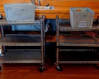 Kitchen Galley Rolling Racks ~ Galvanized Tin Tubs