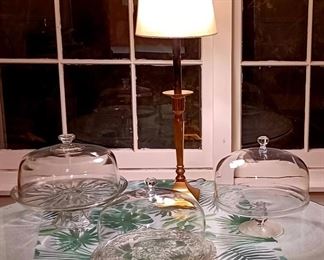 Trio of Impressive Cake Stands & Covers ~ Brass Candlestick Lamp