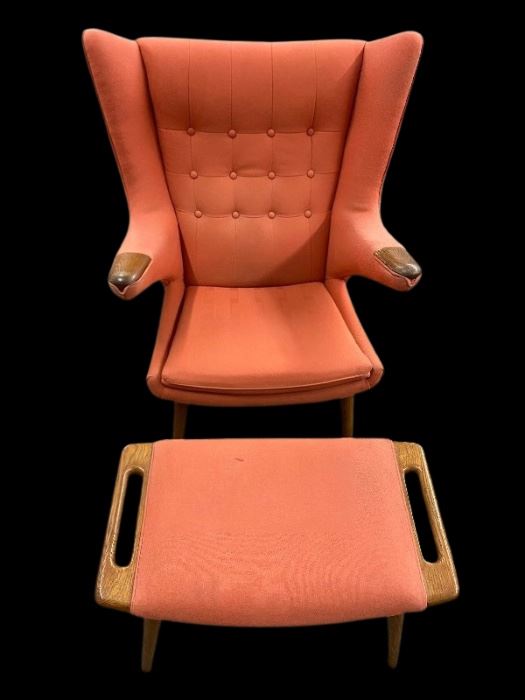 Original Vintage Hans Wegner Papa Bear Chair AP19 & Ottoman AP29

