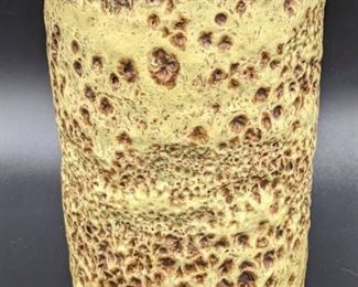 GERTRUDE AND OTTO NATZLER MCM Yellow and Brown Volcanic Glaze Art Vase- Signed
