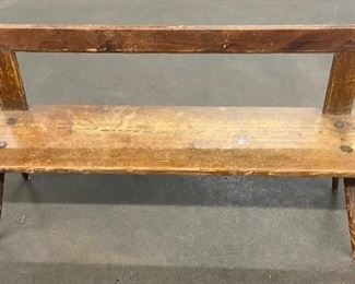 Antique Hand Made Scandinavian Bench with Sturdy Back Support
