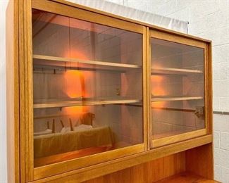 Gorgeous Teak Mid Century Danish Modern Lighted Display Cabinet

