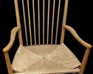 HANS WEGNER 1977 Danish Mid Century Modern Wood Rocking Chair with Woven Seat- J16
