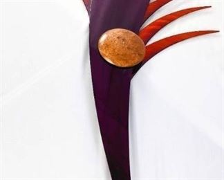 Large Modern Enameled Metal with Glass Sunburst Hanging Artwork
