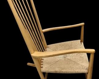 HANS WEGNER 1977 Danish Wood Rocking Chair with Woven Seat- J16

