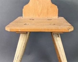 1800 Antique Pennsylvania German Moravian Wood Chair - Partially Stripped
