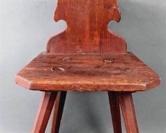 18th Century Pennsylvania German Moravian Chair with Pieced Heart
