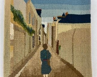 Christine Pradel-Lien "Rue St Aignan" Handwoven Tapestry 7in x 7in
