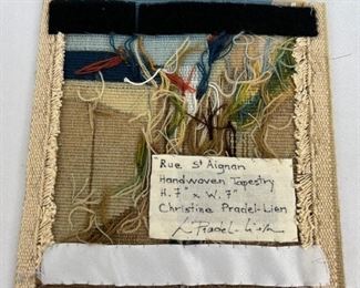 Christine Pradel-Lien "Rue St Aignan" Handwoven Tapestry 7in x 7in
