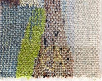 Evelyn Ackerman Signed Hand-Woven Textile Art in Acrylic/ Lucite Frame
