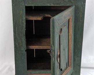 Danish Primitive Wood Cabinet with Key
