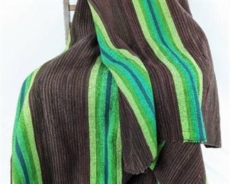 Vintage Hand-Loomed Green, Blue and Brown Rug / Blanket
