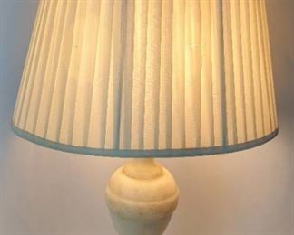 Vintage White Marble Table Lamp with Red Glass Finial
