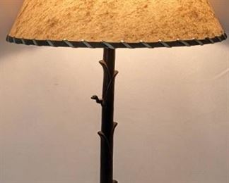 Lacquered Metal Table Lamp with Leopard Heads
