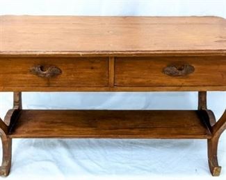 Vintage Two-Sided Pine Console / Coffee Table
