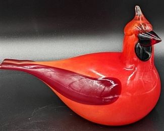 Signed Oiva Toikka for IITTALA Art Glass Red Cardinal / Kardinaali with Label - 6 Inches High
