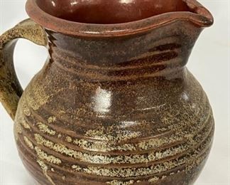 Vintage Studio Pottery Pitcher in Rust, Oatmeal & Sienna Glaze
