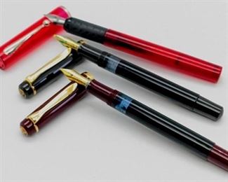 Three Fine Vintage Fountain Pens: PELIKAN M200 Burgundy & Black and SHAEFFER
