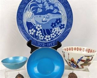 Norway Lovers Lot: Mini Lord/Lady Hangings, Saga Plate, and Bowls by EMALOX, Rolf Froyland
