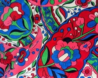 Vintage Vivid Velveteen Paisley Fabric- 3 Yards Long
