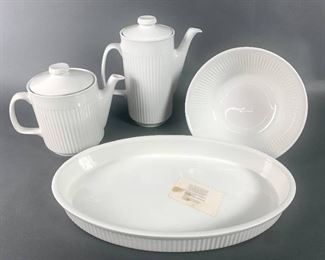 JOHNSON BROTHERS Athena White Ribbed Ironstone China - 4 Pieces
