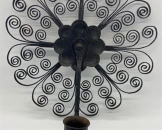 T. Grimstad Black Wrought Iron Wall Hanging Candle Holder - Made in Norway
