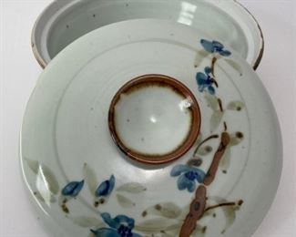 Lovely Hand Crafted Glazed Signed Pottery Steamer Bowl
